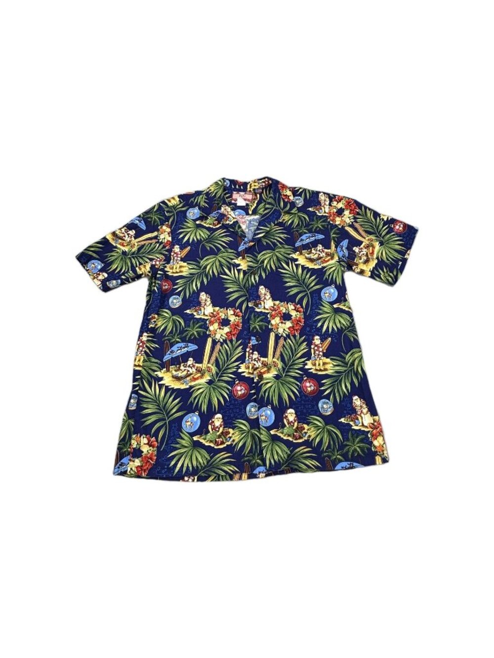 RJC Robert J. Clancey Hawaiian Shirt Mens XL Blue Cotton Tropical Christmas